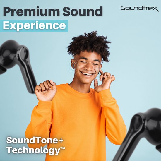 Écouteurs sans fil Soundtrex Display - Écouteurs Bluetooth - Écouteurs sans fil - Suppression active du bruit - Écran LED - Bluetooth 5.3 - Noir