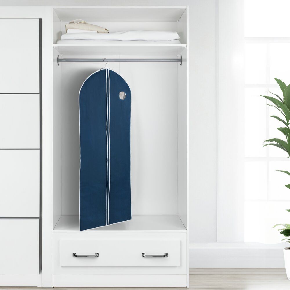Housse à vêtements WENKO Air bleu foncé - Non-tissé respirant recyclé - Avec fermeture éclair et fenêtre de visualisation