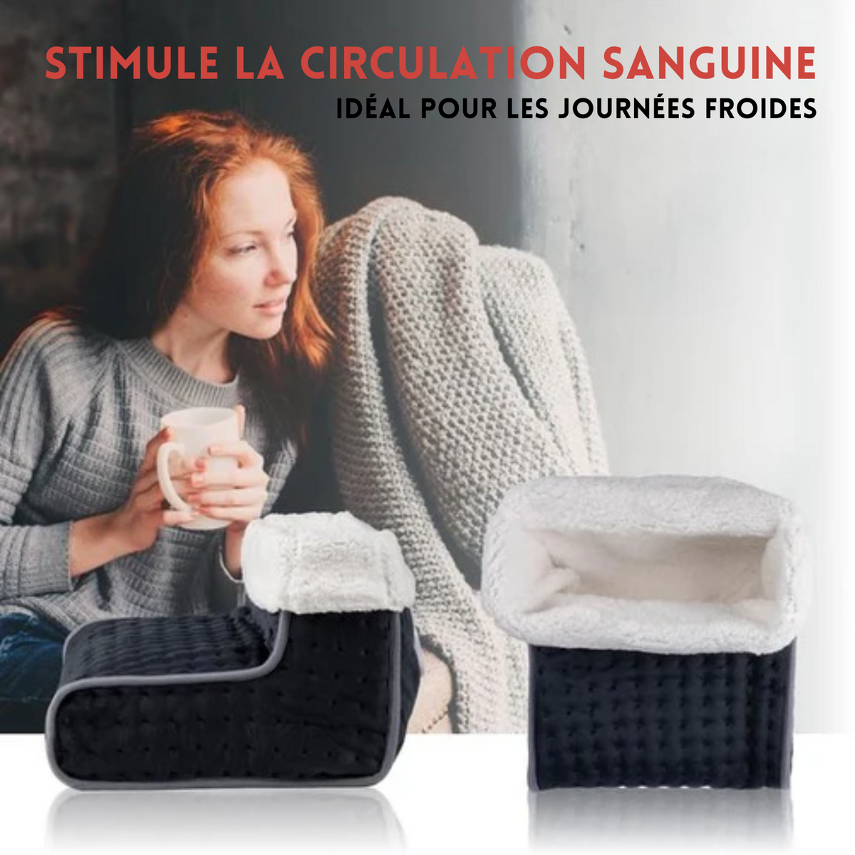 Chauffe-pieds électrique - Alpina - Lavable - 3 niveaux de chaleur - Gris foncé