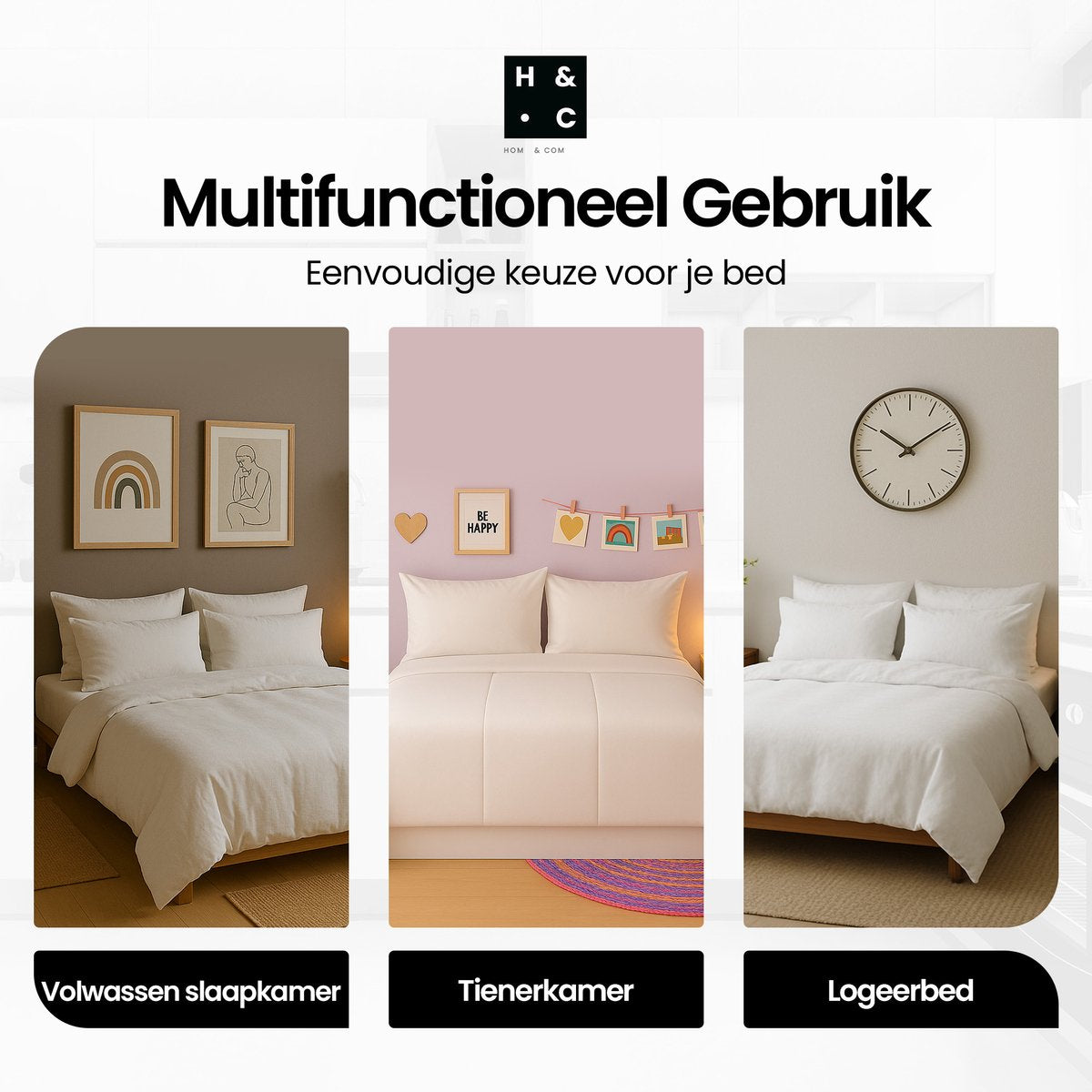 Hom&Com - Couette 90% duvet de canard - 155x220 cm - 4 saisons - Satin Edge - OEKO-TEX & Animal-friendly Certified - White