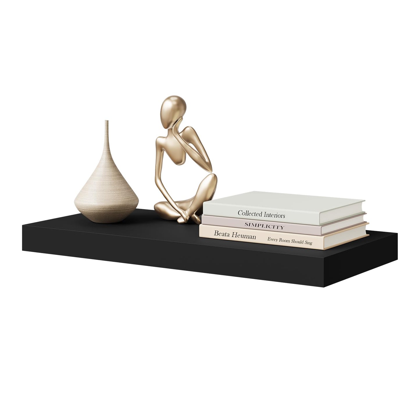 WOLTU RG9368sz - Étagère murale - MDF - Noir - 50 x 22,9 x 3,8 cm