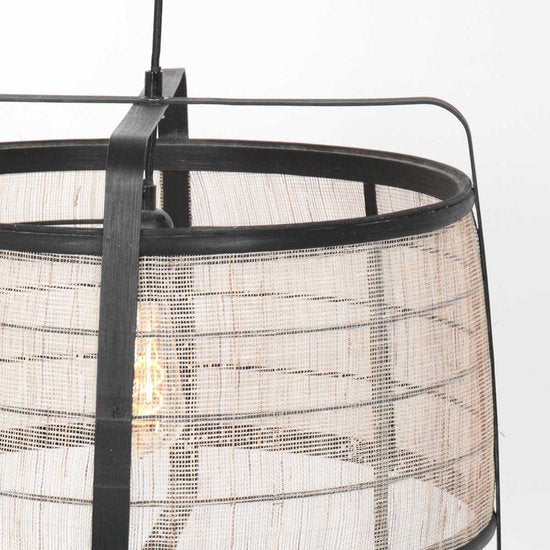 Anne Lighting - suspension - Capos - noir - bois et tissu - Ø 48 cm - E27 - 3511ZW