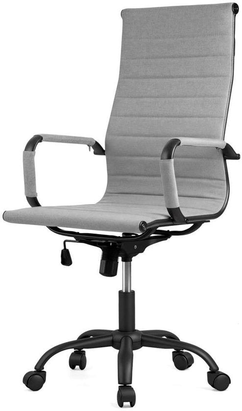 Feel Furniture - Fauteuil de bureau de luxe - Dossier haut - Gris clair avec structure noire mate