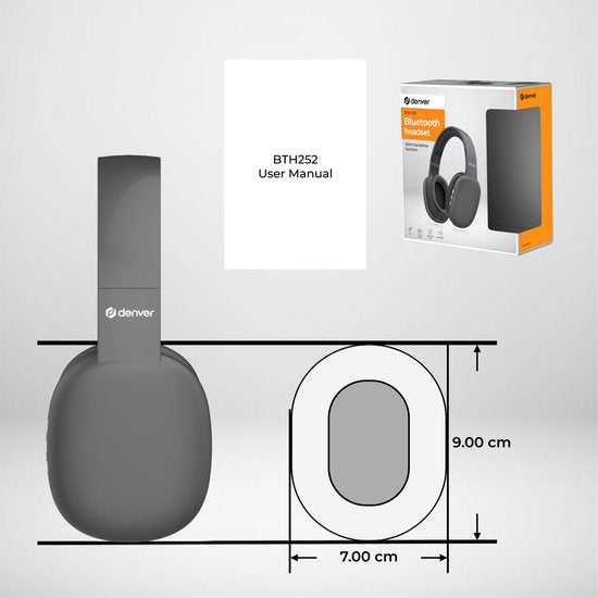 Casque Denver Bluetooth - Over Ear - Sans fil - Appel mains libres - BTH252