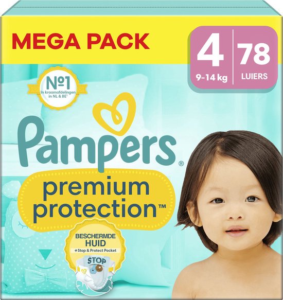 Pampers - Premium Protection - Taille 4 - Méga-pack - 78 couches - 9/14 kg