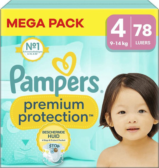 Pampers - Premium Protection - Taille 4 - Méga-pack - 78 couches - 9/14 kg