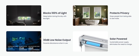SwitchBot - Stores intelligents réglables pour toutes les fenêtres - Grand / 110-140cm - Gris