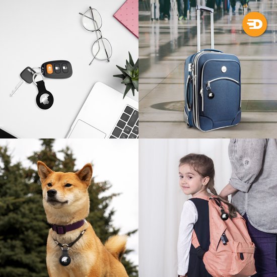 Drivv. Porte-clés AirTag - 2 pièces - Support AirTag - Silicone solide - Noir