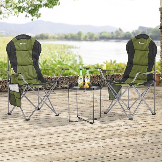 Chaise de camping / Chaise pliante Lido - Vert - Sac de rangement inclus