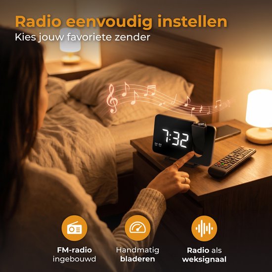 Radio-réveil Nuvance - Réveil numérique avec projection - Radio-réveil - 2 alarmes - Réveils numériques - Radio-réveil sur secteur