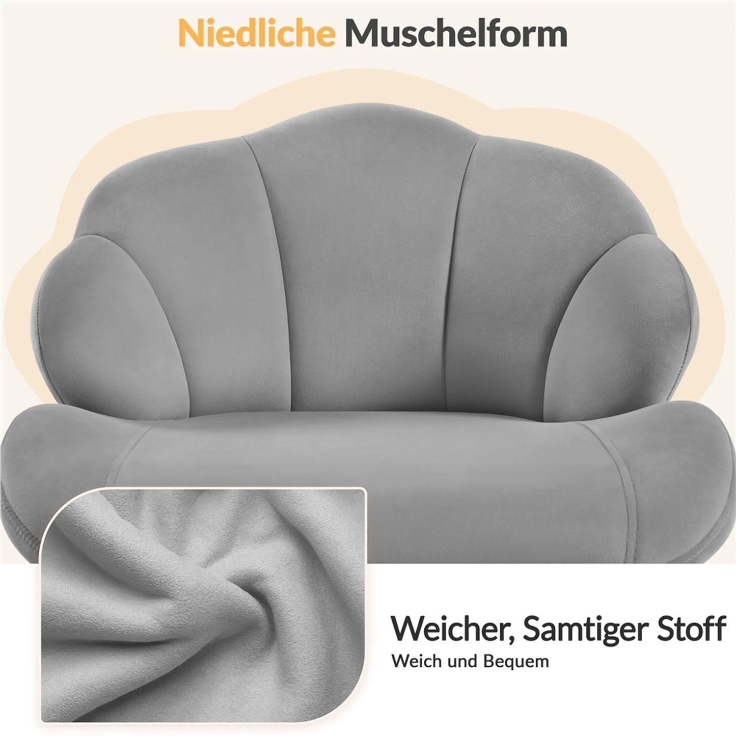 Yaheetech Chaise de bureau en forme de coquillage - avec fonction pivotante, hauteur réglable par vérin à gaz et dossier rembourré - pour le bureau à domicile et la chambre à coucher - polyester blanc et métal - 60 x 60 x 76,5-86 cm