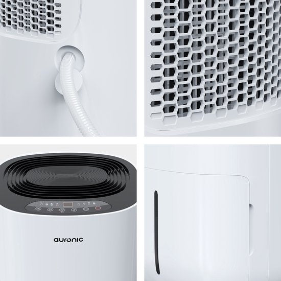 Auronic - Déshumidificateur - Capacité 16 l - Humidimètre numérique - Avec mode nuit et minuterie - Réservoir d'eau 2 l - Plastique - Blanc