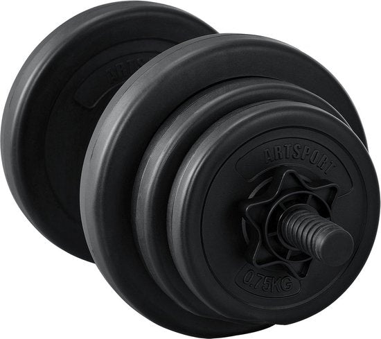Haltères 10 kg - Juskys - 1 Pièce - Remplis de sable - noir