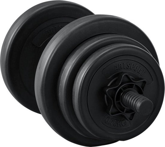 Haltères 10 kg - Juskys - 1 Pièce - Remplis de sable - noir