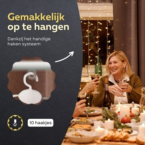 Rideau Lumineux LED pour les Fêtes - Giftmas - Guirlande Lumineuse de Noël pour Usage Intérieur et Extérieur - Télécommande Incluse - 300 LED - 3x3m