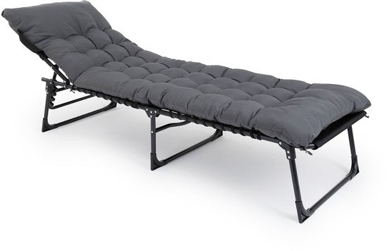 909 Chaise longue d'extérieur Premium avec coussin confortable - Dossier réglable - 189x59x30cm - Capacité de charge maximale : 110KG
