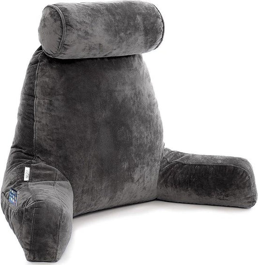 Coussin de lecture Ella® -  Avec appui tête - Housse en velours - 50x60x40 cm - Anthracite