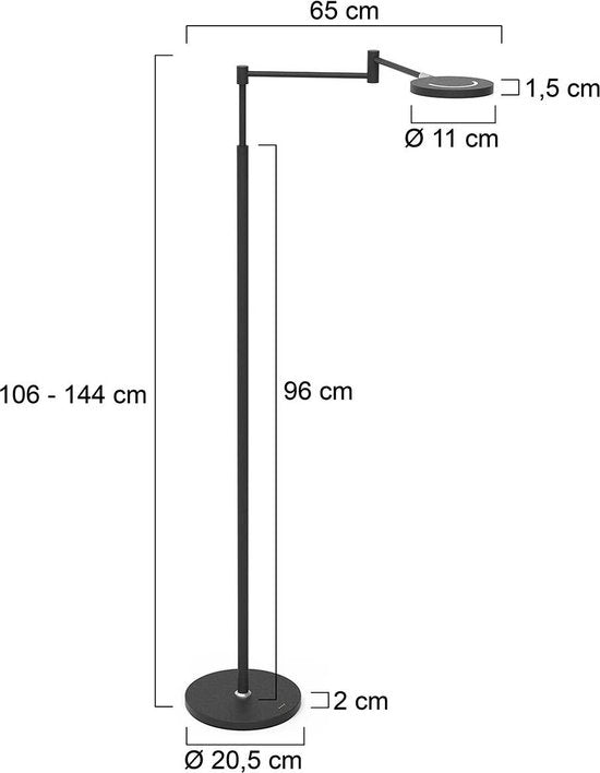 Steinhauer lampadaire Soleil - noir - luminium - 3515ZW
