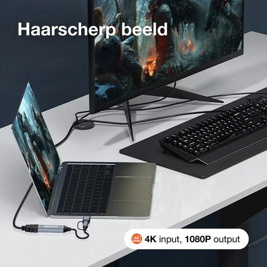 Skoov HDMI Capture Card Incl USB-C Adapter - Enregistrement vidéo/jeu - HDMI vers USB - 1080P HD - Cam link - Video grabber - Streaming