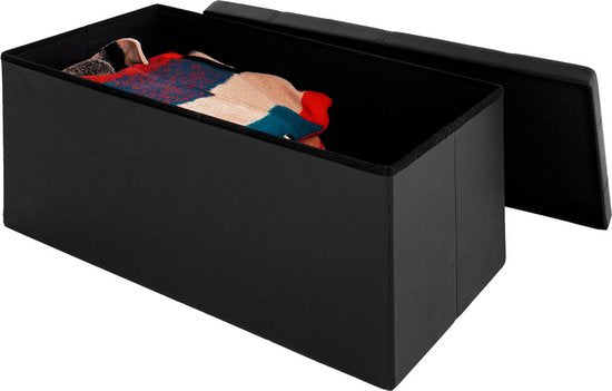 Banc de rangement Casaria - 80x40x40cm 100L Faux cuir - Noir