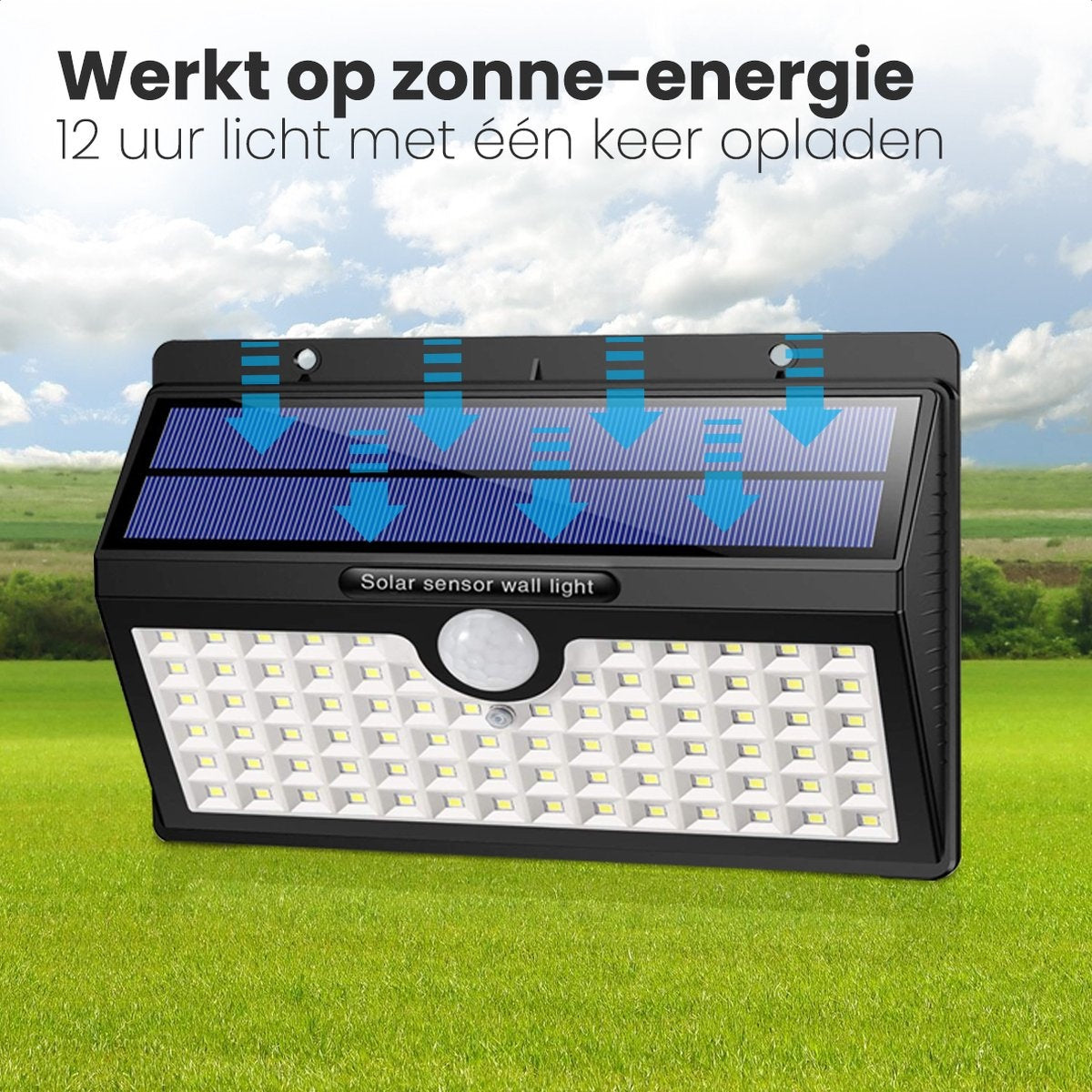 Auronic Lampe solaire d'extérieur avec détecteur de mouvement - Lampe solaire de jardin - Lampe murale - 78 LED - IP65 - 2 pièces - noir