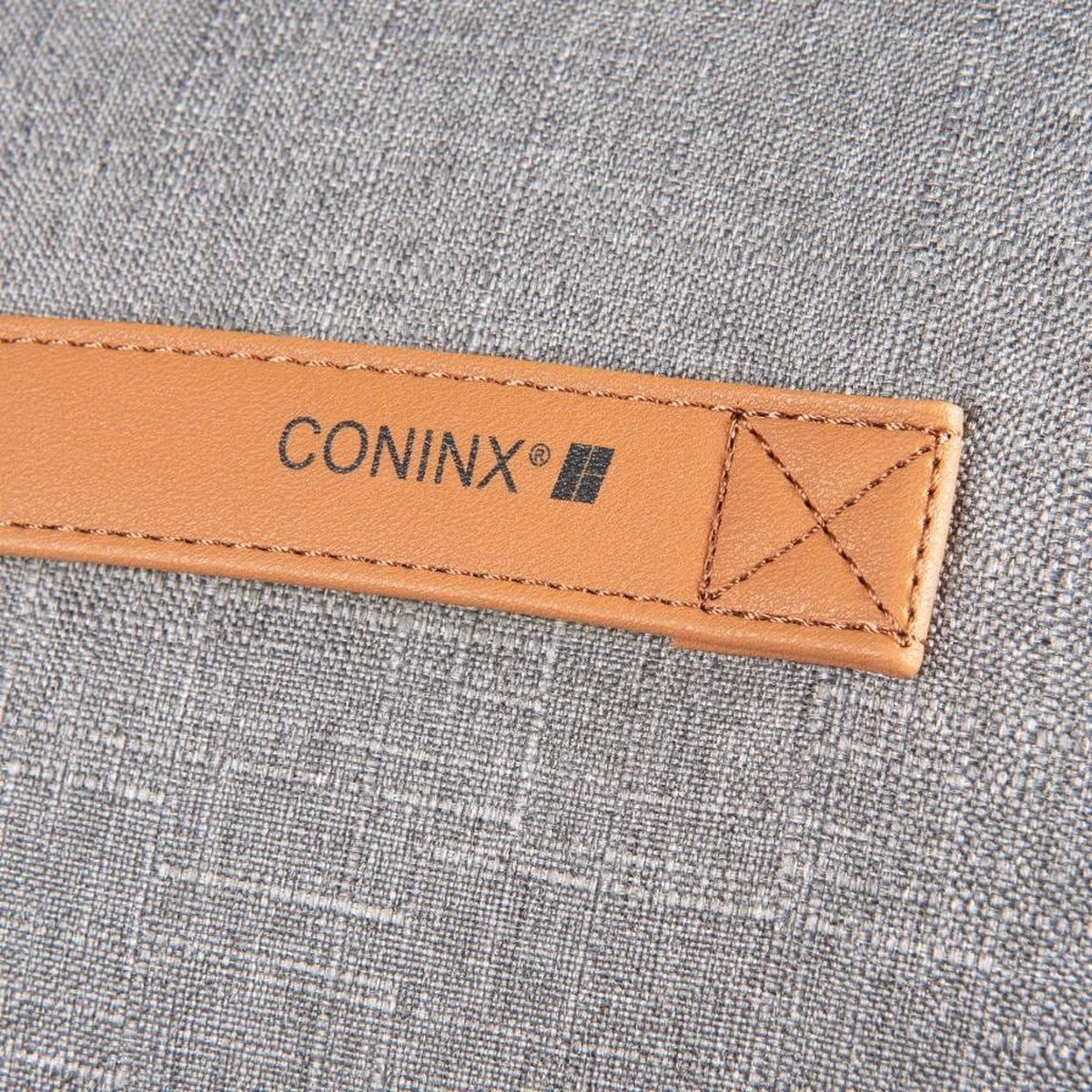 Coninx Poef Rond - Voetenbank - Wol - Leren Handvat - 50 x 44CM - Zitzak volwassenen - Grijs