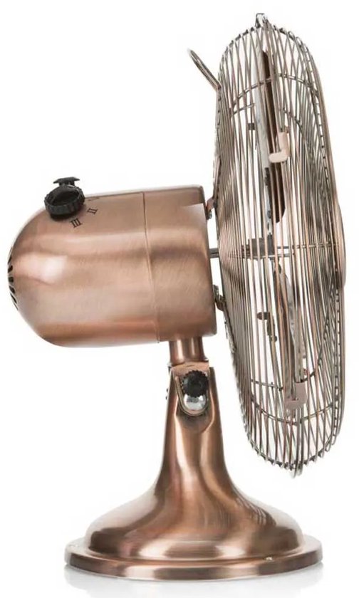 Ventilateur de table Tristar Retro 30 cm – Finition cuivrée – 3 vitesses – Oscillant – VE-5970