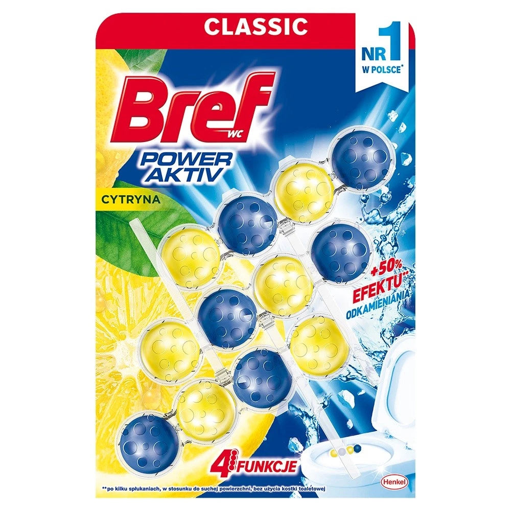 Bref Power Aktiv Bloc Toilette Citron 3x40 g - Frais & Nettoyant