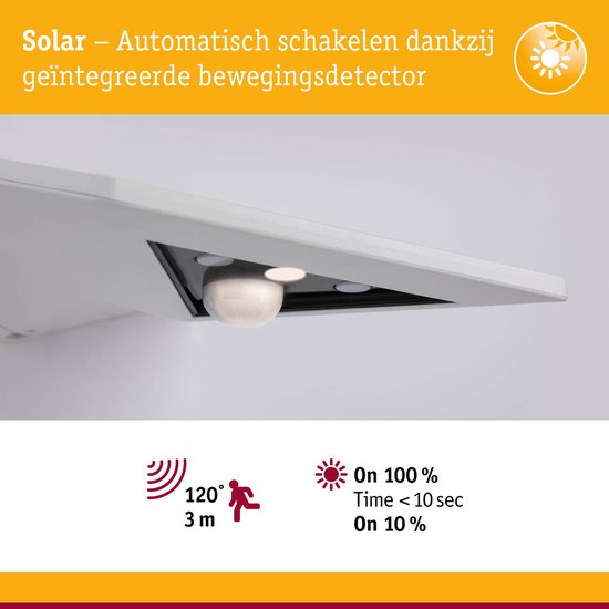 Éclairage solaire à LED pour numéro de maison Yoko, détecteur de mouvement (IR) à activation crépusculaire, IP44, 3000 K, 42 lm, blanc
