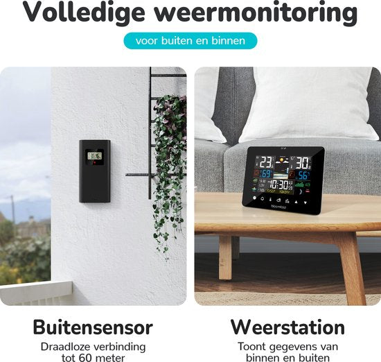 Station météo Bloomfold - Hygromètre - Humidimètre - Thermomètre d'intérieur - Pile incluse - Prévisions météo - Date & Horloge