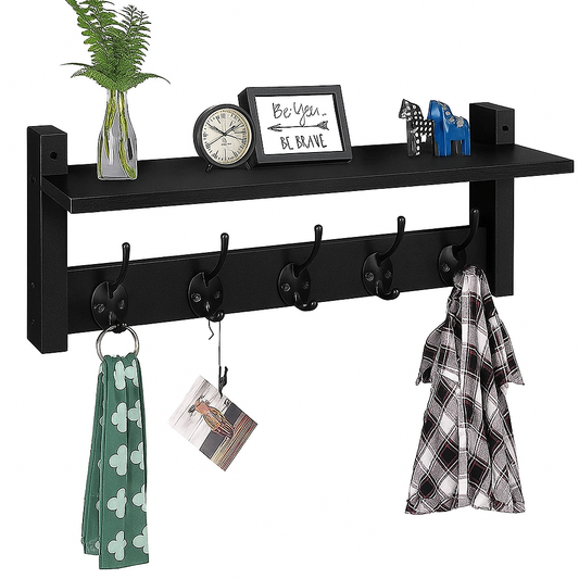 Luft Porte-manteau mural - Avec étagère - Noir
