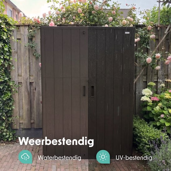 LifeGoods Garden Cabinet Vertical - 1340L - Armoire de rangement - Résistant à l'eau et aux UV - Coffre de jardin - Noir