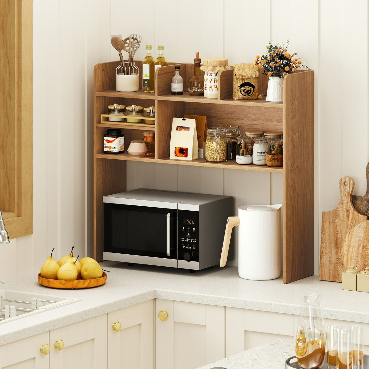 coast - Meuble de rangement pour bureau - 94 × 24 × 85 cm - Nature - Organisateur de bureau avec 6 étagères et espace pour moniteur