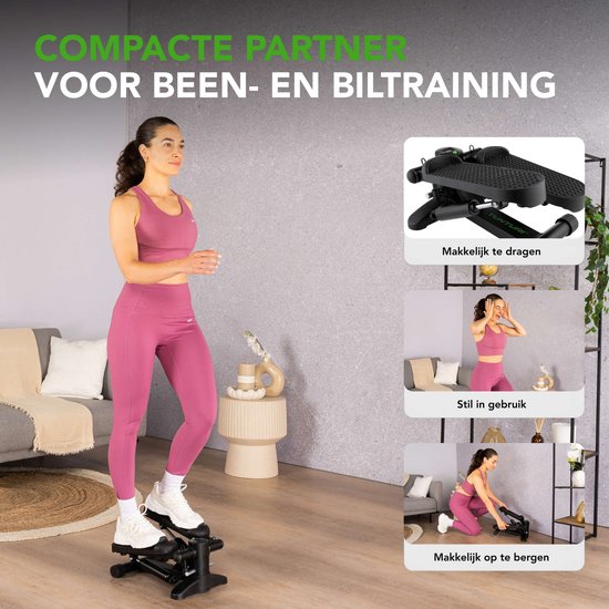 Tunturi Stepper - Stepper de fitness - Stepper - Step d'aérobic - Fitness - Avec écran et sangles de résistance - Noir
