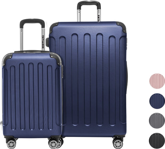 TRVLMORE Set de valises - 2 pièces - 38L (bagage à main) + 110L - Bleu foncé