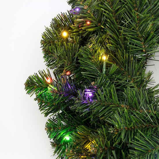 Black Box Trees Limber : couronne de Noël - Décoration de Noël avec éclairage LED pour l'intérieur et l'extérieur - Couronne de porte pour une entrée pleine de charme - H 15 x Ø 60 cm, en plastique - Vert