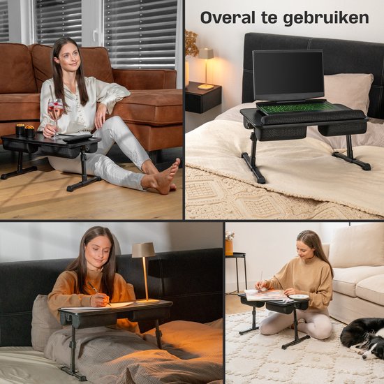 CozySense® Table réglable pour ordinateur portable - Table de lit - Table de banc - Coussin pour ordinateur portable - Lap Pad & Laptop Tray - Table pour ordinateur portable - Pieds réglables