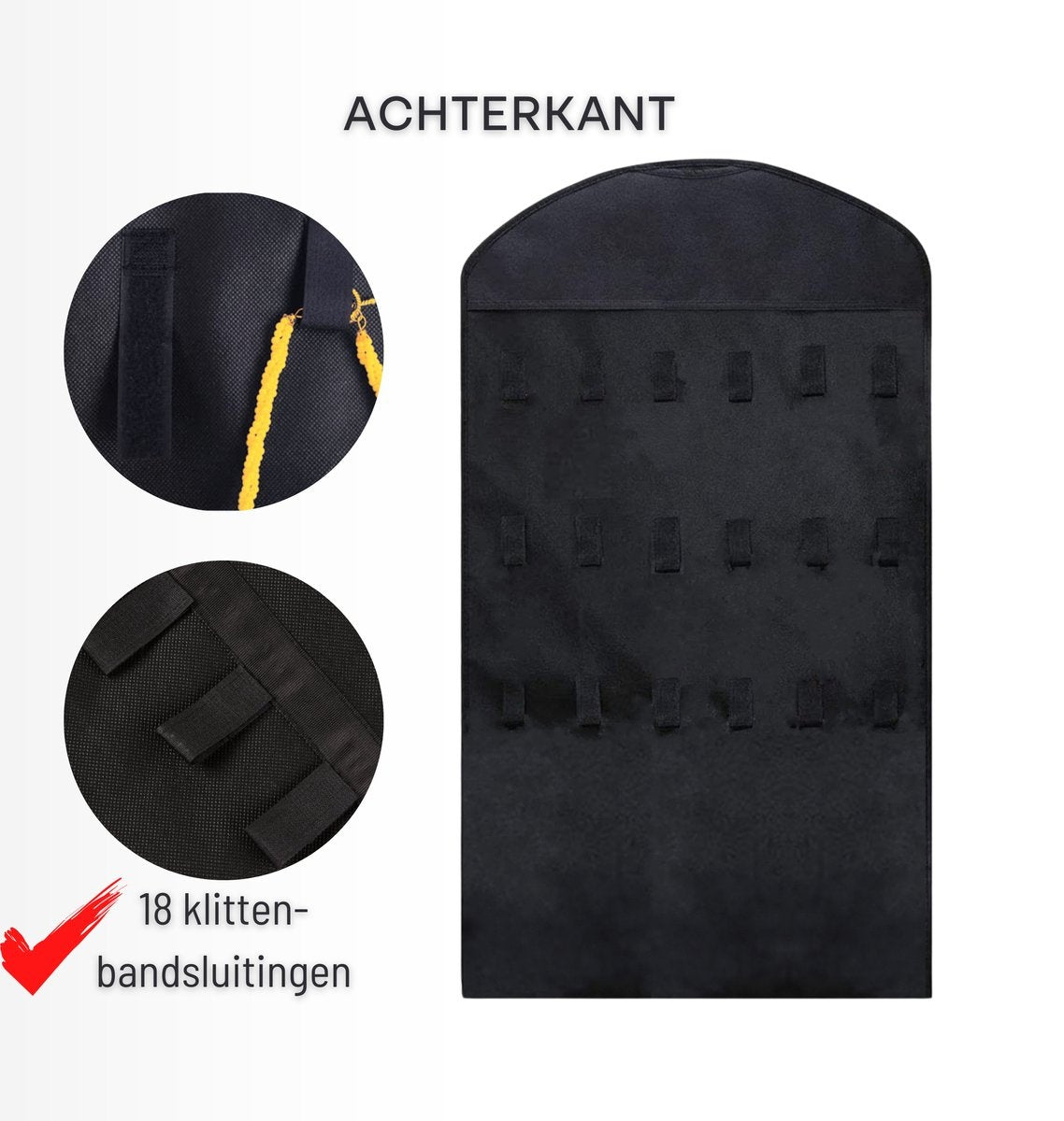 Aerend - Organiseur de bijoux - Porte-bijoux double face suspendu et transparent - Accessoires de rangement - Sac de rangement au-dessus de la porte en noir - Pour colliers, boucles d'oreilles, lunettes de soleil, bagues, Maquillage