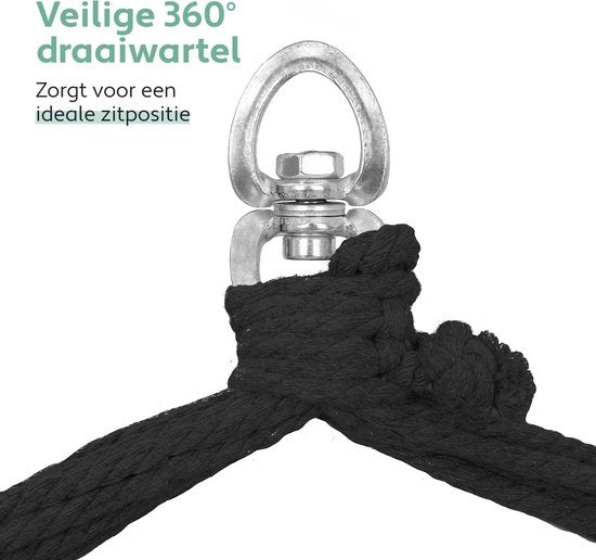 Siège suspendu Vita5 - Hamac Chaise - chaise suspendu - avec 2 coussins - porte-boissons - compartiment pour livres - adultes - enfants - charge maximale 150kg - gris