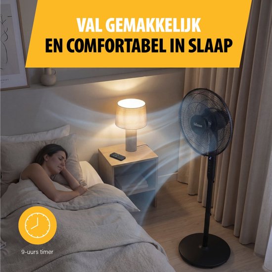 Ventilateur sur pied 3-en-1 Tristar - 40 cm - Avec télécommande - 9 vitesses - 3 modes de ventilation avec mode veille et minuterie - Oscillant - VE-5796