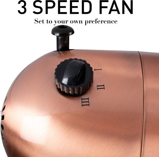 Lifetime Air Statiefventilator - 230V - Hoogte 125-145 CM - Driepoot Statief - 3 Snelheden - Oscillerende Functie - Kantelbaar - Koper