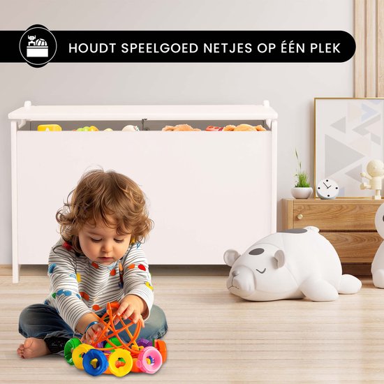 Oemmie Coffre à jouets - Coffre de rangement - Coffre de rangement - Coffre de rangement - Coffre de rangement enfants - 60x40x37cm - Charnières de sécurité - Blanc