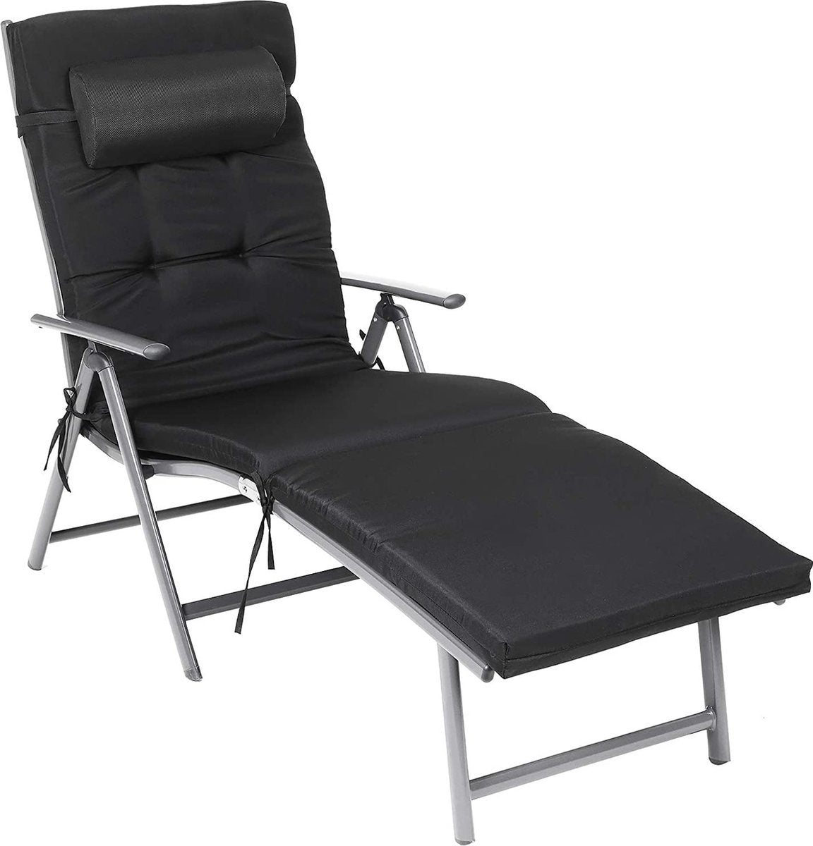 O'DADDY® Bain de soleil - Bain de soleil - Bain de soleil - Bain de soleil pliant adulte - Bain de soleil pliant - Bain de soleil - Bain de soleil pliant - Bain de soleil jardin - Bain de soleil coussin - Bain de soleil avec appui-tête - Noir