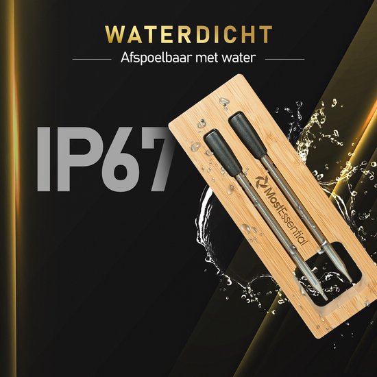 MostEssential Thermomètre à viande intelligent - sans fil - portée de 80 m - autonomie de 36 heures - Bluetooth 5.2 - batterie 2000mAh - édition double sonde