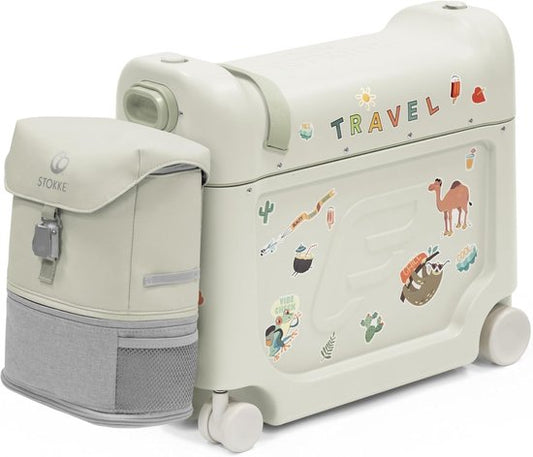 Kit de voyage Stokke JetKids, Sea Green - Avec valise BedBox Ride-On et sac à dos - Pour les enfants de 2 à 7 ans (jusqu'à 35 kg)