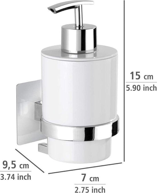 Distributeur de savon Wenko Quadro Uno 250 ml, acier inoxydable argenté