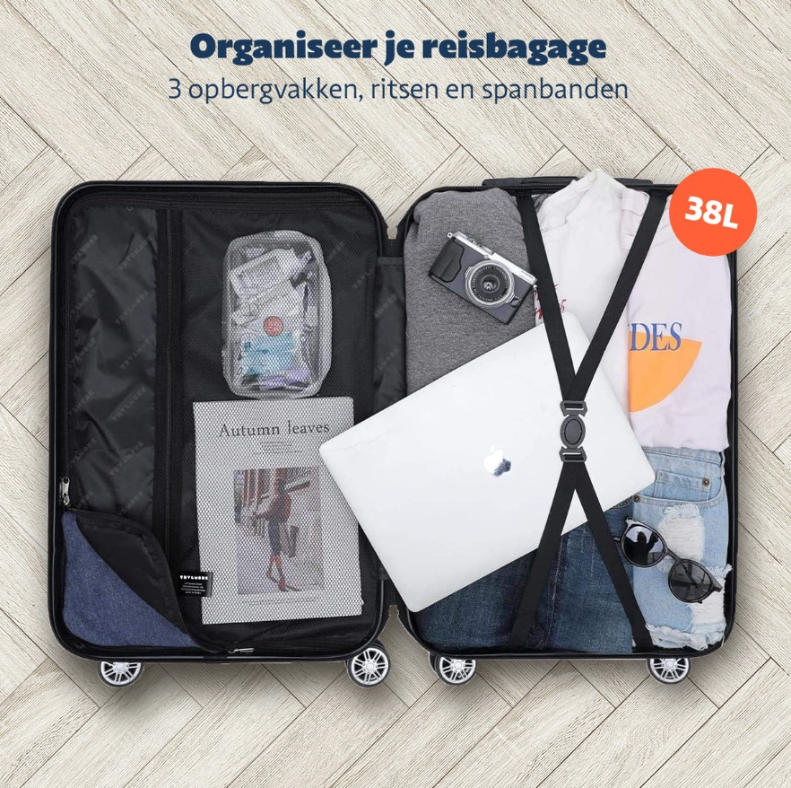 TRVLMORE Bagage à main Valise à roulettes - Serrure numérique - 54x36x20cm - 38L - Or Rose