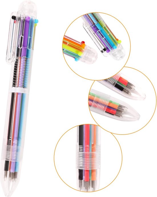 Partizzle 24x Stylos à bille multicolores - Stylos à bille pour l'école - Couleurs créatives - Stylos à bille Grabbelton - Cadeaux pour enfants - 6 couleurs