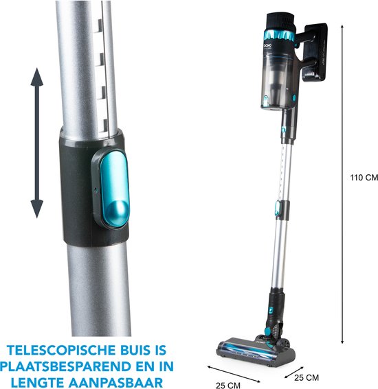 Aspirateur balai DOMO DO244SV BLDC 2-en-1 - 0,8 L – 29,6 V - 60 min d'autonomie