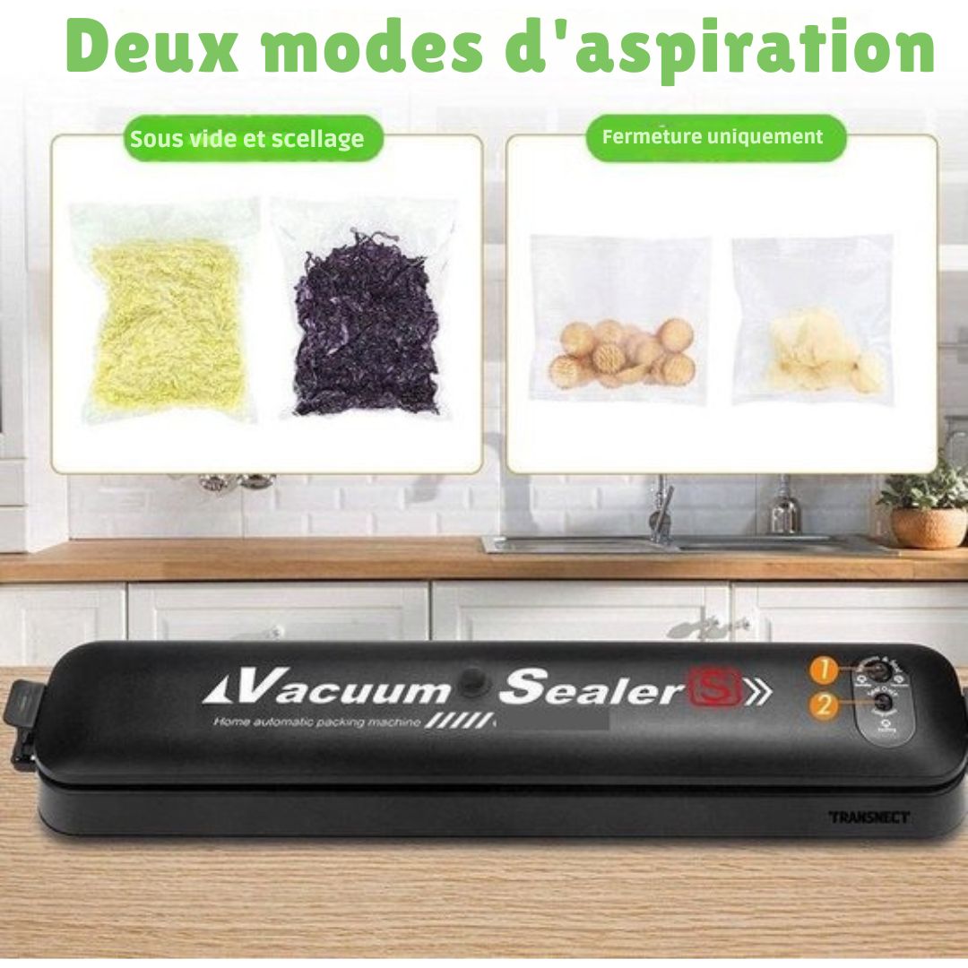 Machine à emballer sous vide BestHome - Avec 15 sacs sous vide - Pour tous types d'aliments - noir
